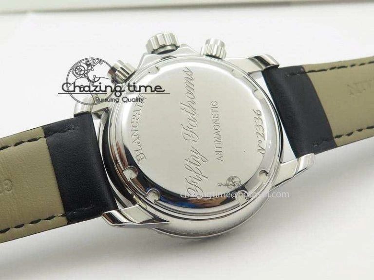 Affordable Fifty Fathoms Chronograph SS Black Number Markers Dial On Black Leather Strap A 5318