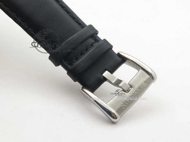 Affordable Fifty Fathoms Chronograph SS Black Number Markers Dial On Black Leather Strap A 5318