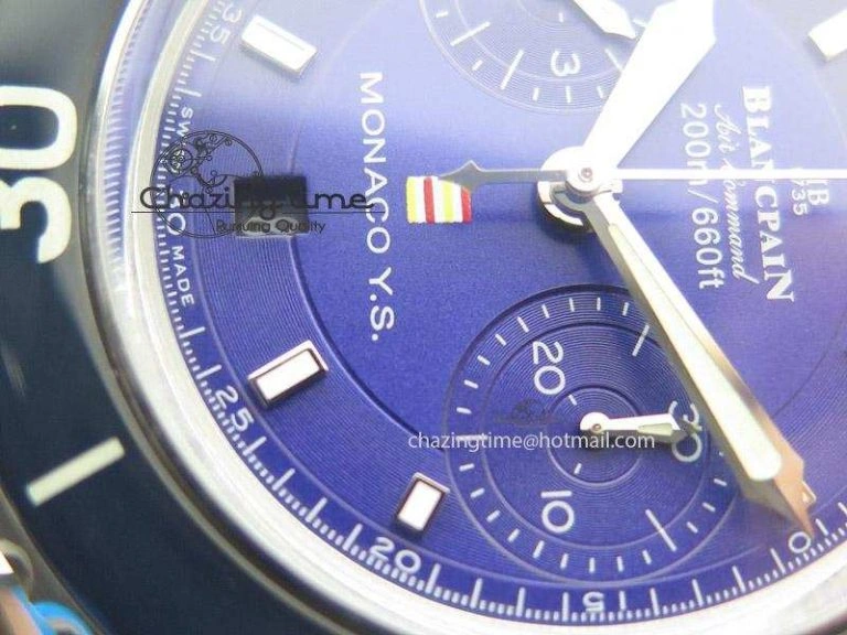 Fifty Fathoms Chronograph SS Blue Dial On Black Leather Strap A Reliable 5319