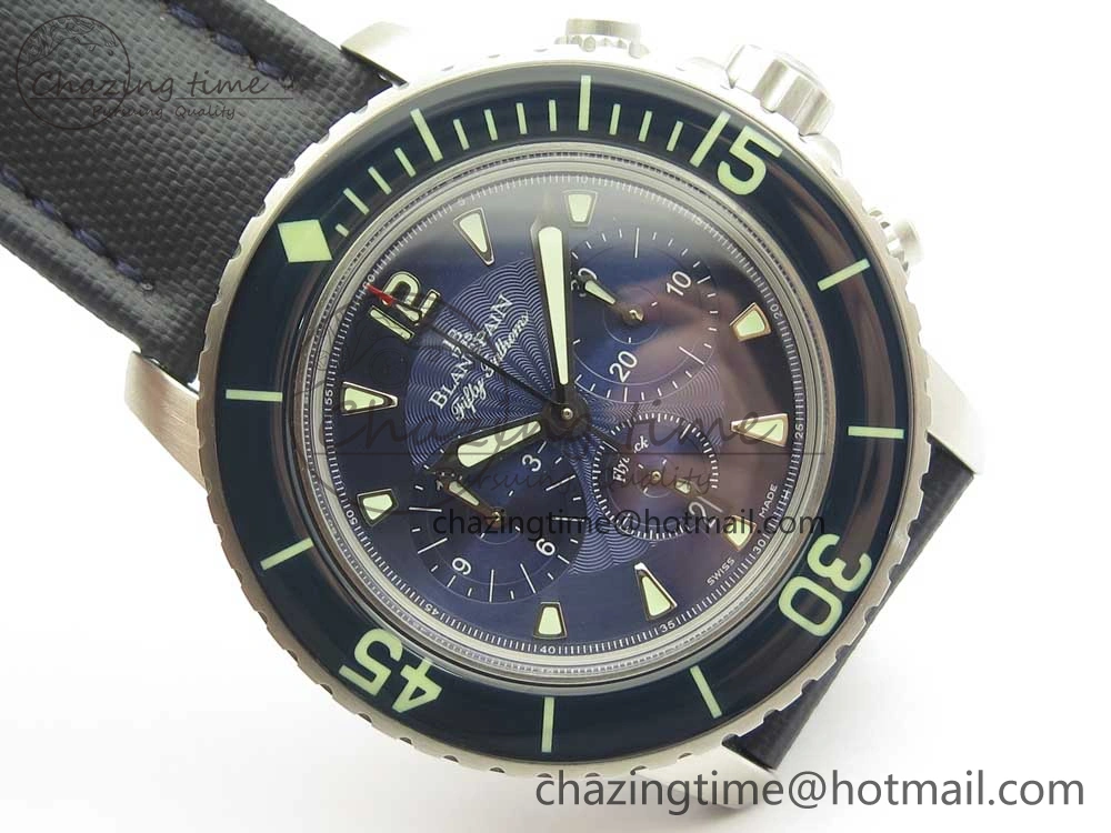 Fifty Fathoms Chronograph SS OMF 1:1 Best Edition Blue Dial on Blue Nylon Strap A Seasonal 5276