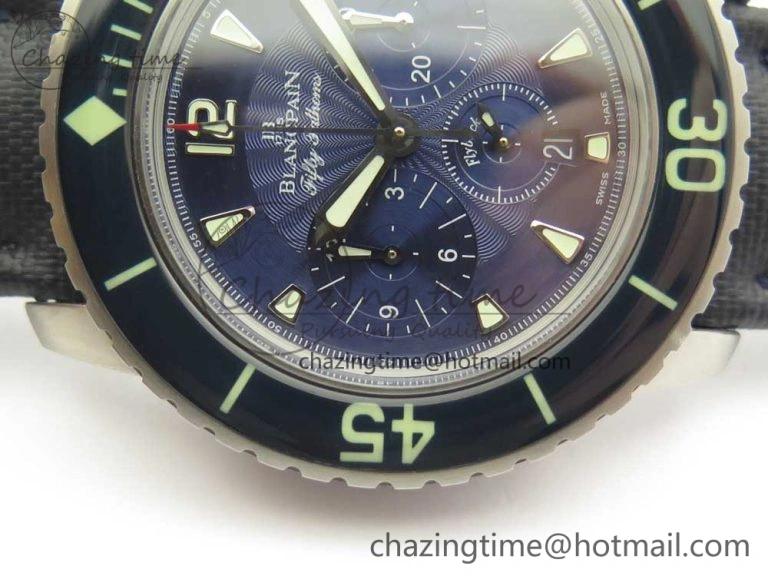 Fifty Fathoms Chronograph SS OMF 1:1 Best Edition Blue Dial on Blue Nylon Strap A Seasonal 5276