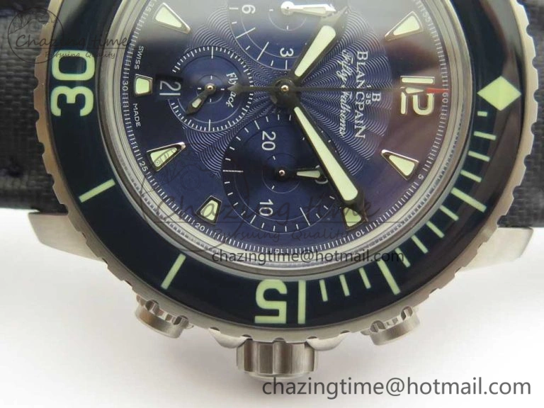 Fifty Fathoms Chronograph SS OMF 1:1 Best Edition Blue Dial on Blue Nylon Strap A Seasonal 5276