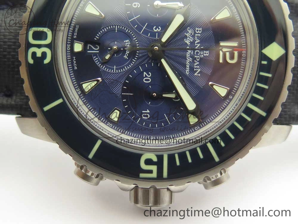Fifty Fathoms Chronograph SS OMF 1:1 Best Edition Blue Dial on Blue Nylon Strap A Seasonal 5276