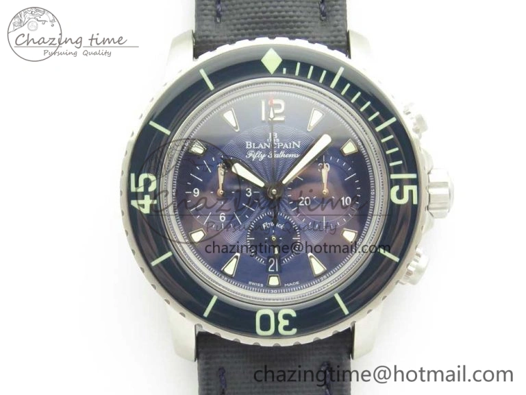 Fifty Fathoms Chronograph SS OMF 1:1 Best Edition Blue Dial on Blue Nylon Strap A Seasonal 5276