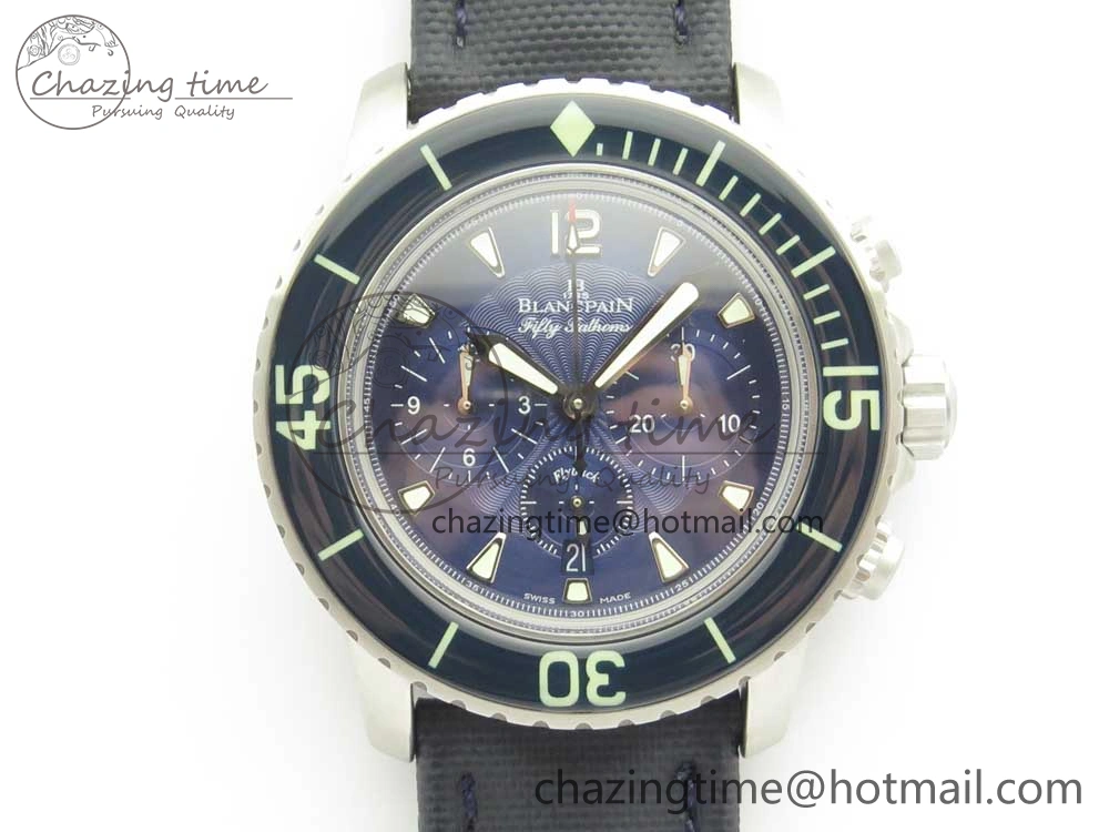 Fifty Fathoms Chronograph SS OMF 1:1 Best Edition Blue Dial on Blue Nylon Strap A Seasonal 5276