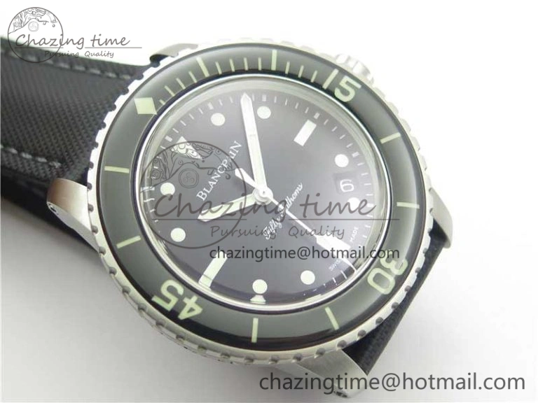 Fifty Fathoms “Nageurs de Combat” ZF 1:1 Best Edition Black ‘7’ Dial on Black Sail-canvas Strap A HighPerformance 5272
