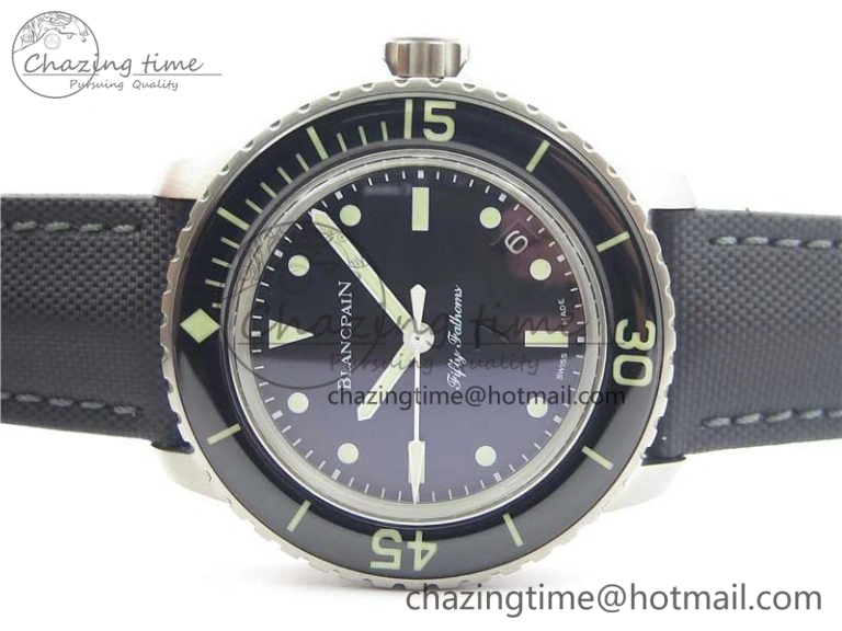 Fifty Fathoms “Nageurs de Combat” ZF 1:1 Best Edition Black ‘7’ Dial on Black Sail-canvas Strap A HighPerformance 5272