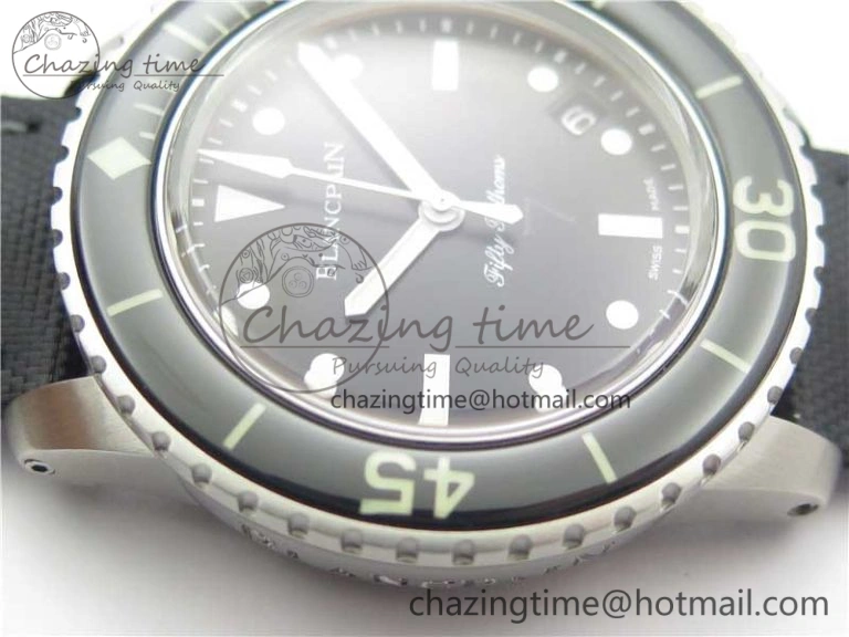 Fifty Fathoms “Nageurs de Combat” ZF 1:1 Best Edition Black ‘7’ Dial on Black Sail-canvas Strap A HighPerformance 5272