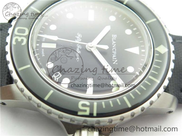 Fifty Fathoms “Nageurs de Combat” ZF 1:1 Best Edition Black ‘7’ Dial on Black Sail-canvas Strap A HighPerformance 5272
