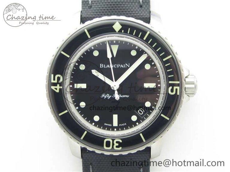Fifty Fathoms “Nageurs de Combat” ZF 1:1 Best Edition Black ‘7’ Dial on Black Sail-canvas Strap A HighPerformance 5272