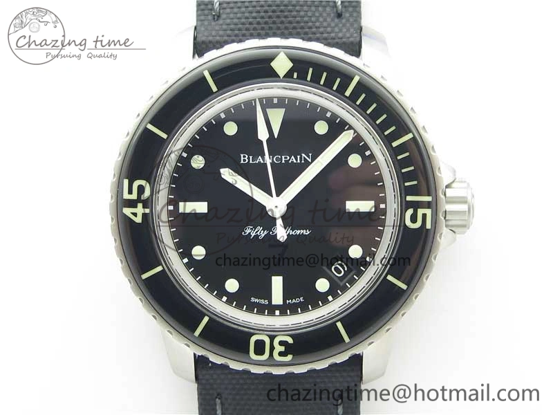Fifty Fathoms “Nageurs de Combat” ZF 1:1 Best Edition Black ‘7’ Dial on Black Sail-canvas Strap A HighPerformance 5272