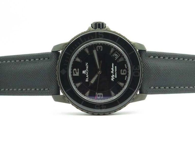 Sophisticated Fifty Fathoms PVD Dark Knight ZF 1:1 Best Edition Black Dial On Sail-canvas Strap A 5309