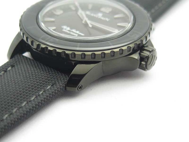 Sophisticated Fifty Fathoms PVD Dark Knight ZF 1:1 Best Edition Black Dial On Sail-canvas Strap A 5309