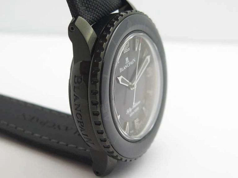 Sophisticated Fifty Fathoms PVD Dark Knight ZF 1:1 Best Edition Black Dial On Sail-canvas Strap A 5309