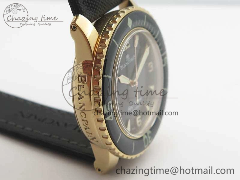 ZipUp Fifty Fathoms RG Black ZF 1:1 Best Edition Black Dial On Sail-Canvas Strap A2836 (Free Extra Strap) 5307