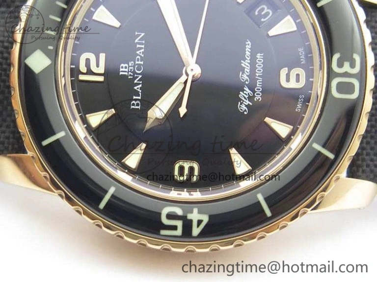 ZipUp Fifty Fathoms RG Black ZF 1:1 Best Edition Black Dial On Sail-Canvas Strap A2836 (Free Extra Strap) 5307