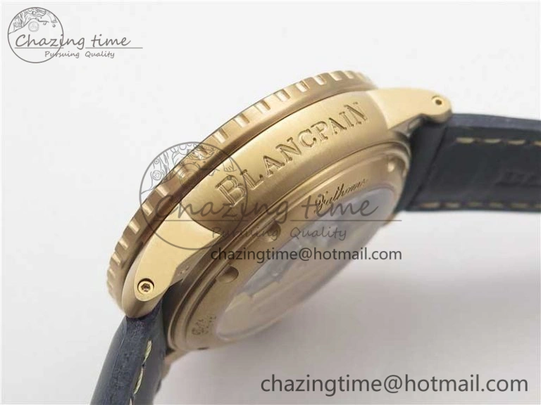 Fifty Fathoms RG  Blue ZF 1:1 Best Edition on Blue Leather Strap A Packable 5273