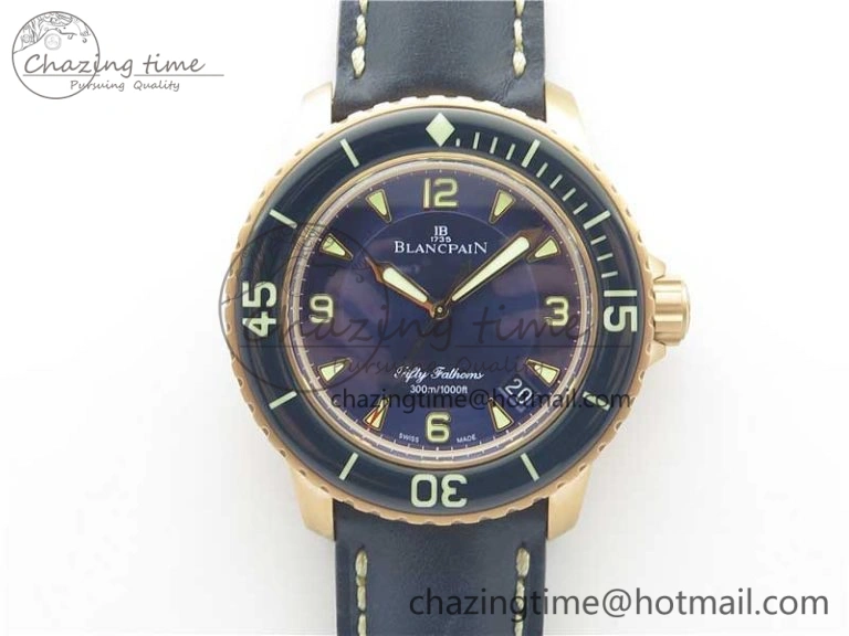 Fifty Fathoms RG  Blue ZF 1:1 Best Edition on Blue Leather Strap A Packable 5273