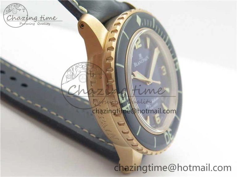 Fifty Fathoms RG  Blue ZF 1:1 Best Edition on Blue Leather Strap A Packable 5273