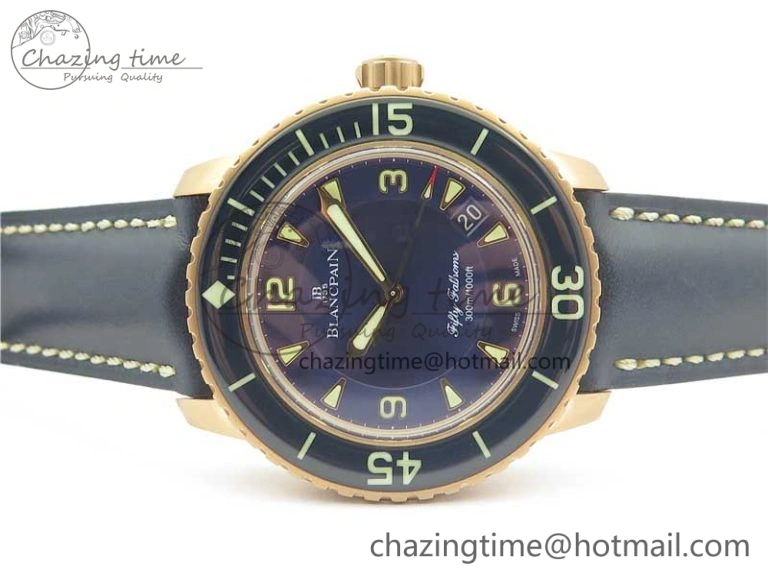 Fifty Fathoms RG  Blue ZF 1:1 Best Edition on Blue Leather Strap A Packable 5273