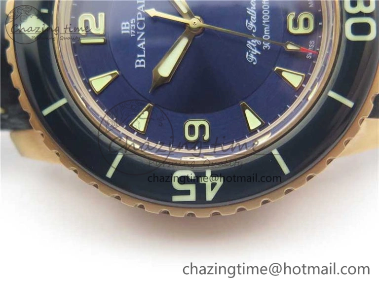 Fifty Fathoms RG  Blue ZF 1:1 Best Edition on Blue Leather Strap A Packable 5273