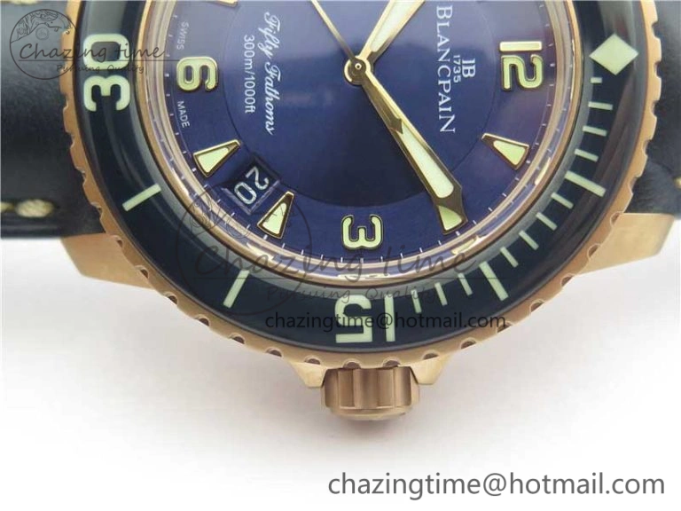 Fifty Fathoms RG  Blue ZF 1:1 Best Edition on Blue Leather Strap A Packable 5273