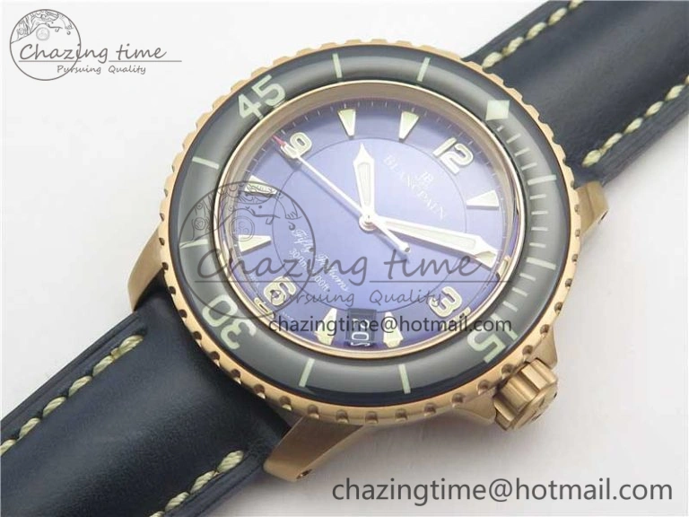 Fifty Fathoms RG  Blue ZF 1:1 Best Edition on Blue Leather Strap A Packable 5273