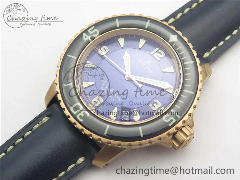 Fifty Fathoms RG  Blue ZF 1:1 Best Edition on Blue Leather Strap A Packable 5273