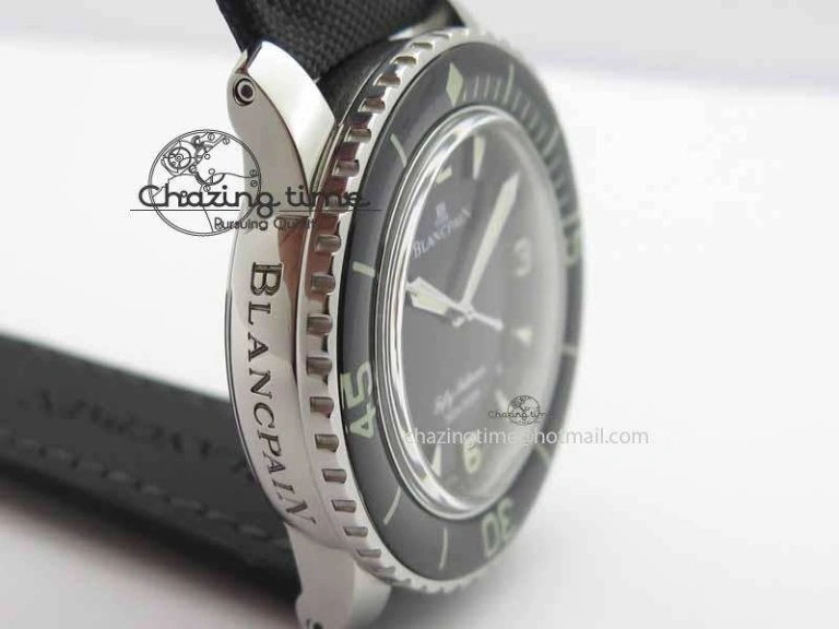 Refined Fifty Fathoms SS Black ZF 1:1 Best Edition Black Dial On Sail Canvas Strap A2836 (Free Extra Strap) 5311