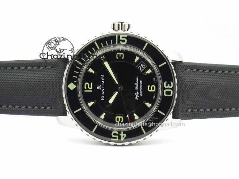 Refined Fifty Fathoms SS Black ZF 1:1 Best Edition Black Dial On Sail Canvas Strap A2836 (Free Extra Strap) 5311