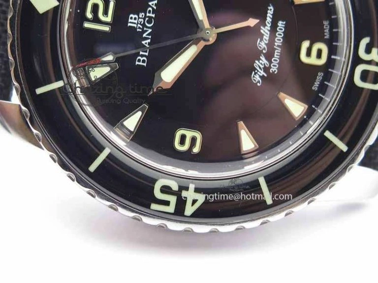 Refined Fifty Fathoms SS Black ZF 1:1 Best Edition Black Dial On Sail Canvas Strap A2836 (Free Extra Strap) 5311