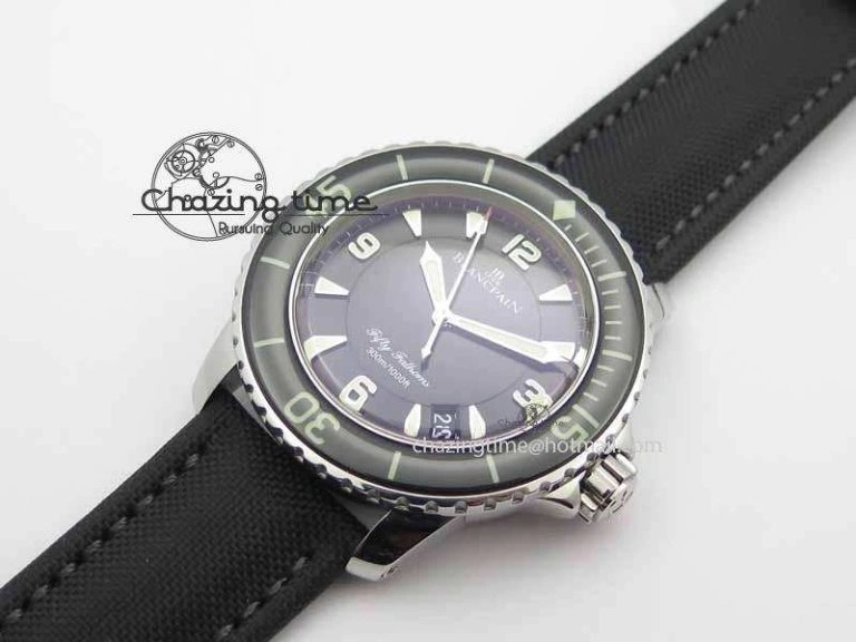 Refined Fifty Fathoms SS Black ZF 1:1 Best Edition Black Dial On Sail Canvas Strap A2836 (Free Extra Strap) 5311