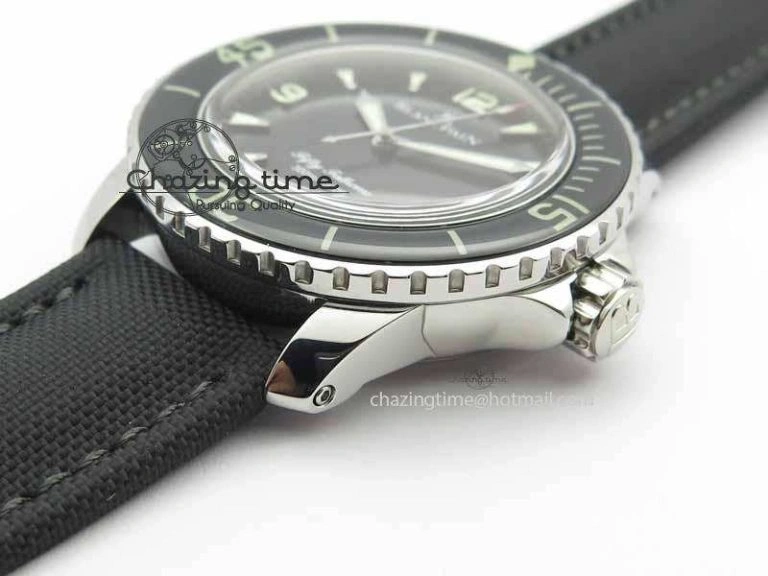 Refined Fifty Fathoms SS Black ZF 1:1 Best Edition Black Dial On Sail Canvas Strap A2836 (Free Extra Strap) 5311