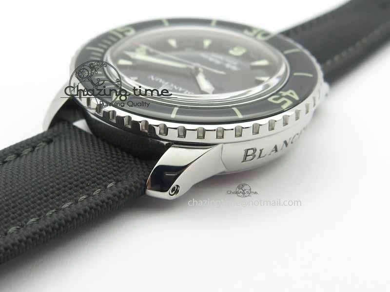 Refined Fifty Fathoms SS Black ZF 1:1 Best Edition Black Dial On Sail Canvas Strap A2836 (Free Extra Strap) 5311