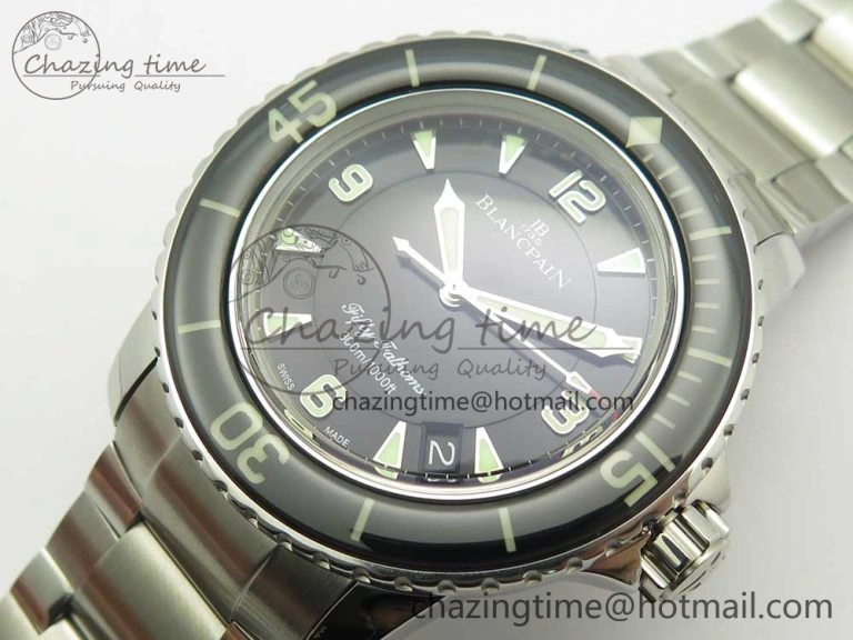 WrinkleFree Fifty Fathoms SS Black ZF 1:1 Best Edition Black Dial on SS Bracelet A 5278