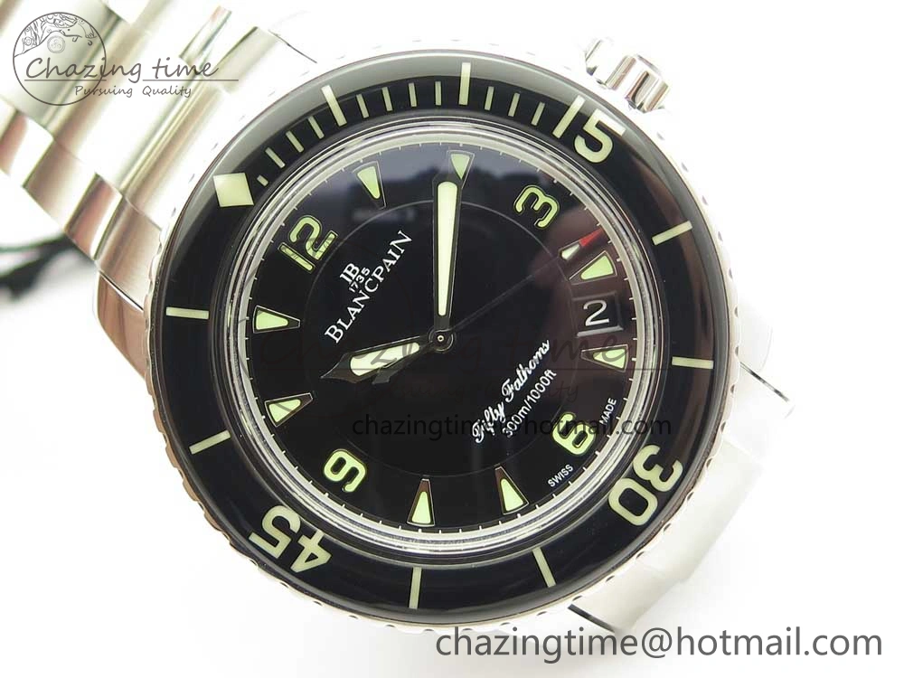 WrinkleFree Fifty Fathoms SS Black ZF 1:1 Best Edition Black Dial on SS Bracelet A 5278