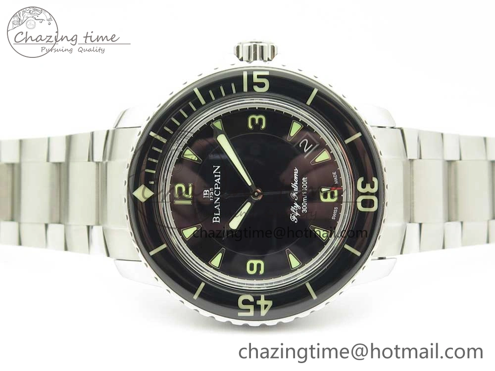 WrinkleFree Fifty Fathoms SS Black ZF 1:1 Best Edition Black Dial on SS Bracelet A 5278