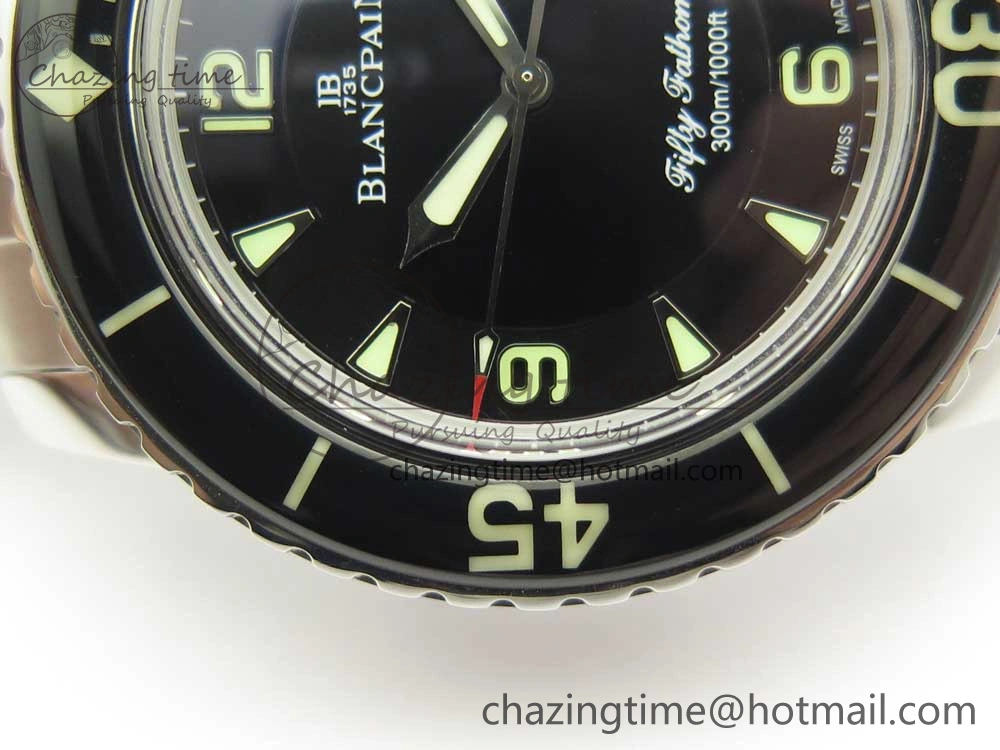 WrinkleFree Fifty Fathoms SS Black ZF 1:1 Best Edition Black Dial on SS Bracelet A 5278