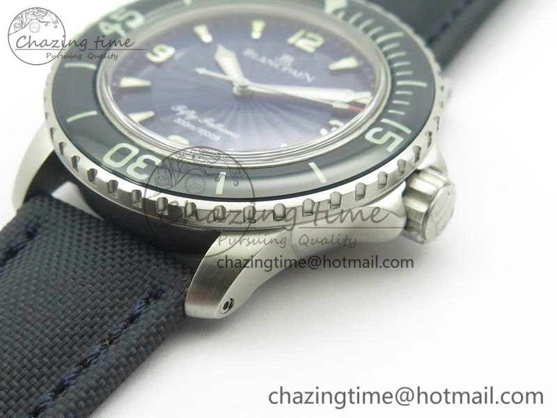 HighPerformance Fifty Fathoms SS Blue ZF 1:1 Best Edition Blue Dial On Sail Canvas Strap A2836 (Free Extra Strap) 5304