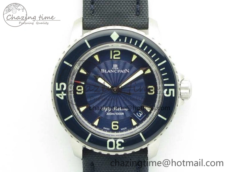 HighPerformance Fifty Fathoms SS Blue ZF 1:1 Best Edition Blue Dial On Sail Canvas Strap A2836 (Free Extra Strap) 5304