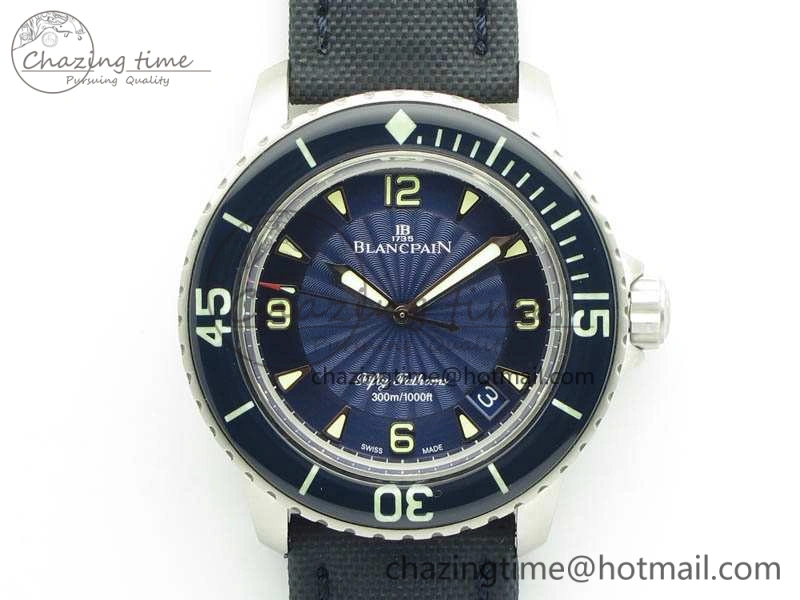 HighPerformance Fifty Fathoms SS Blue ZF 1:1 Best Edition Blue Dial On Sail Canvas Strap A2836 (Free Extra Strap) 5304