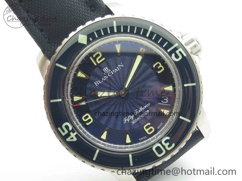 HighPerformance Fifty Fathoms SS Blue ZF 1:1 Best Edition Blue Dial On Sail Canvas Strap A2836 (Free Extra Strap) 5304