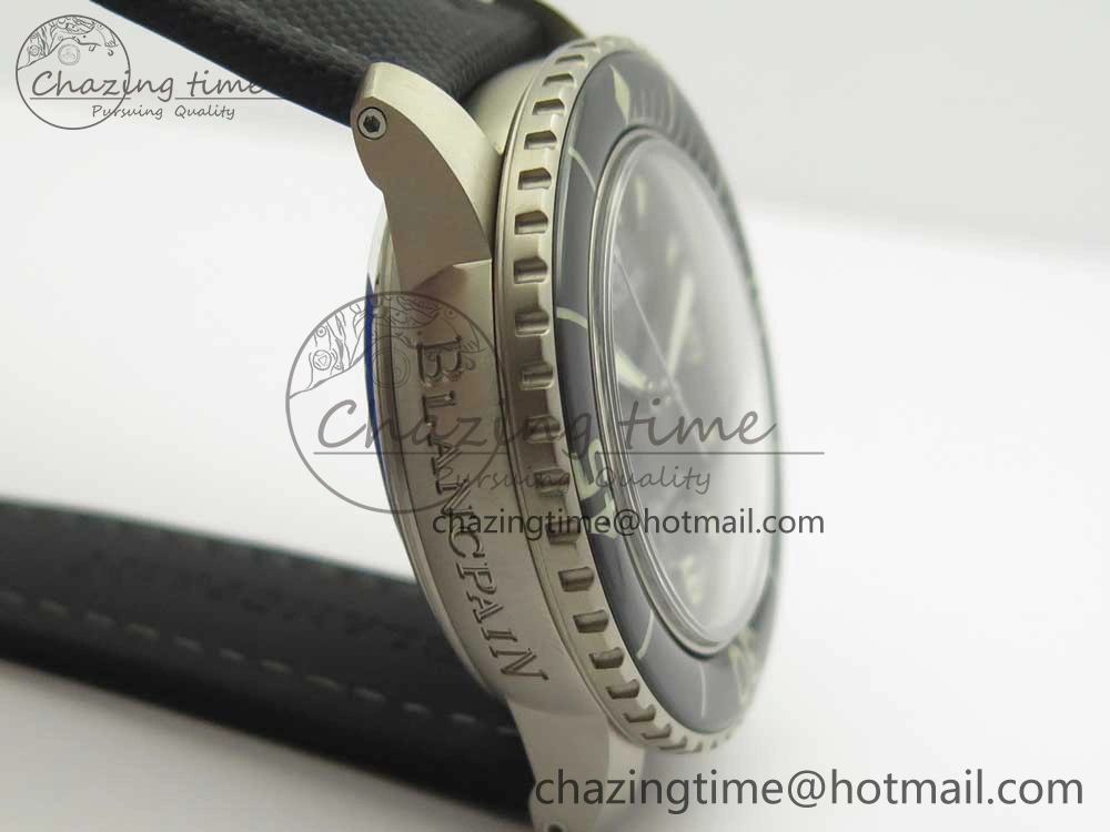 UrbanStyle Fifty Fathoms Ti Black ZF 1:1 Best Edition Black Dial on Sail-canvas Strap A1315 (Free Extra Strap) 5275