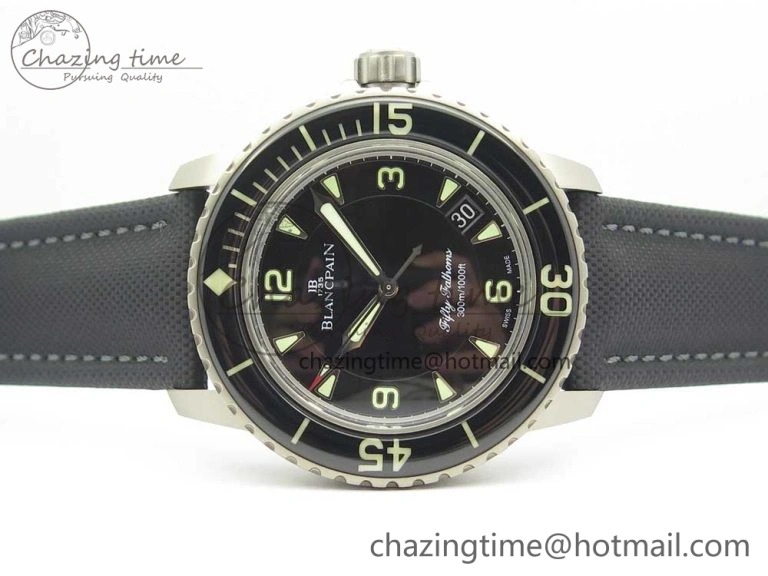 UrbanStyle Fifty Fathoms Ti Black ZF 1:1 Best Edition Black Dial on Sail-canvas Strap A1315 (Free Extra Strap) 5275