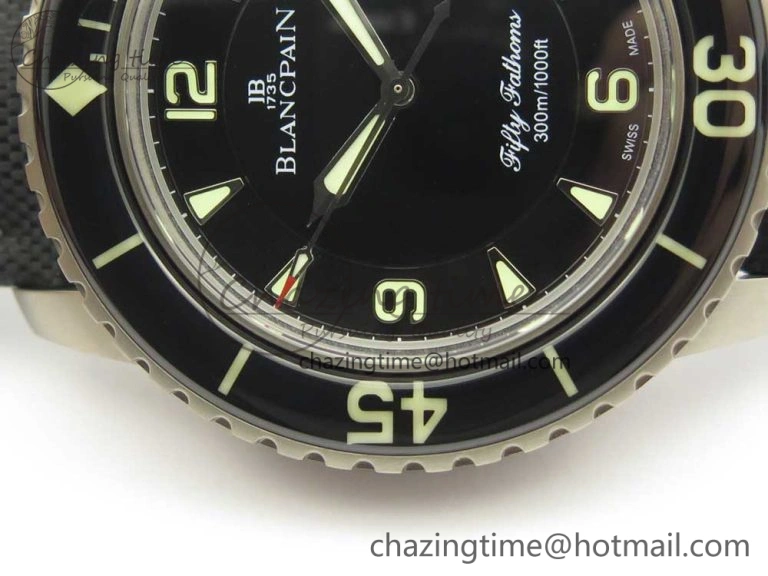 UrbanStyle Fifty Fathoms Ti Black ZF 1:1 Best Edition Black Dial on Sail-canvas Strap A1315 (Free Extra Strap) 5275