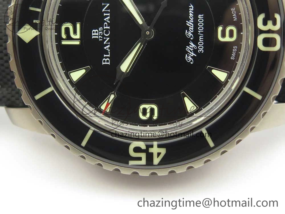 UrbanStyle Fifty Fathoms Ti Black ZF 1:1 Best Edition Black Dial on Sail-canvas Strap A1315 (Free Extra Strap) 5275