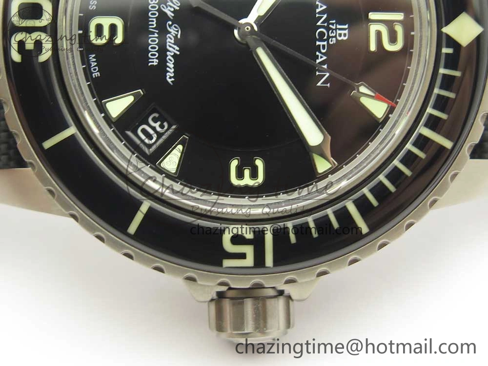 UrbanStyle Fifty Fathoms Ti Black ZF 1:1 Best Edition Black Dial on Sail-canvas Strap A1315 (Free Extra Strap) 5275