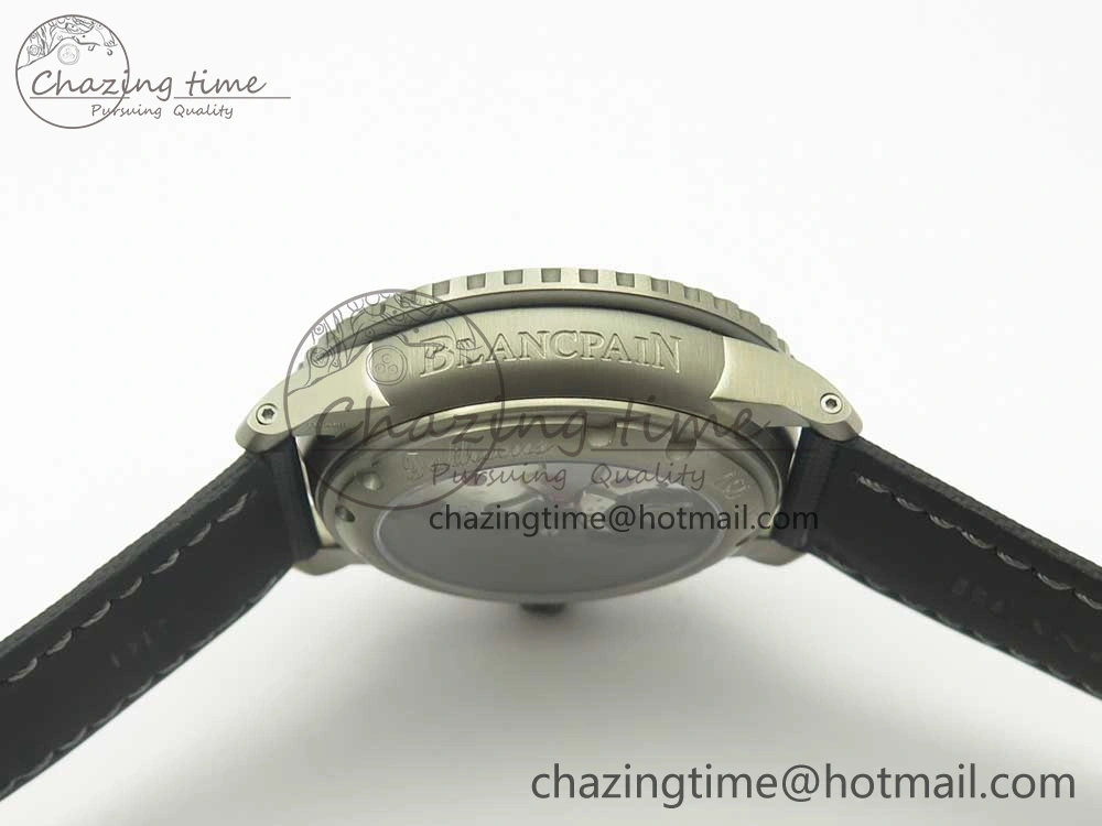 MultiPurpose Fifty Fathoms Titanium Big Date Black HGF Best Edition Black Dial on Sail-canvas Strap A6918B (Free Tool And Nylon Strap) 5285