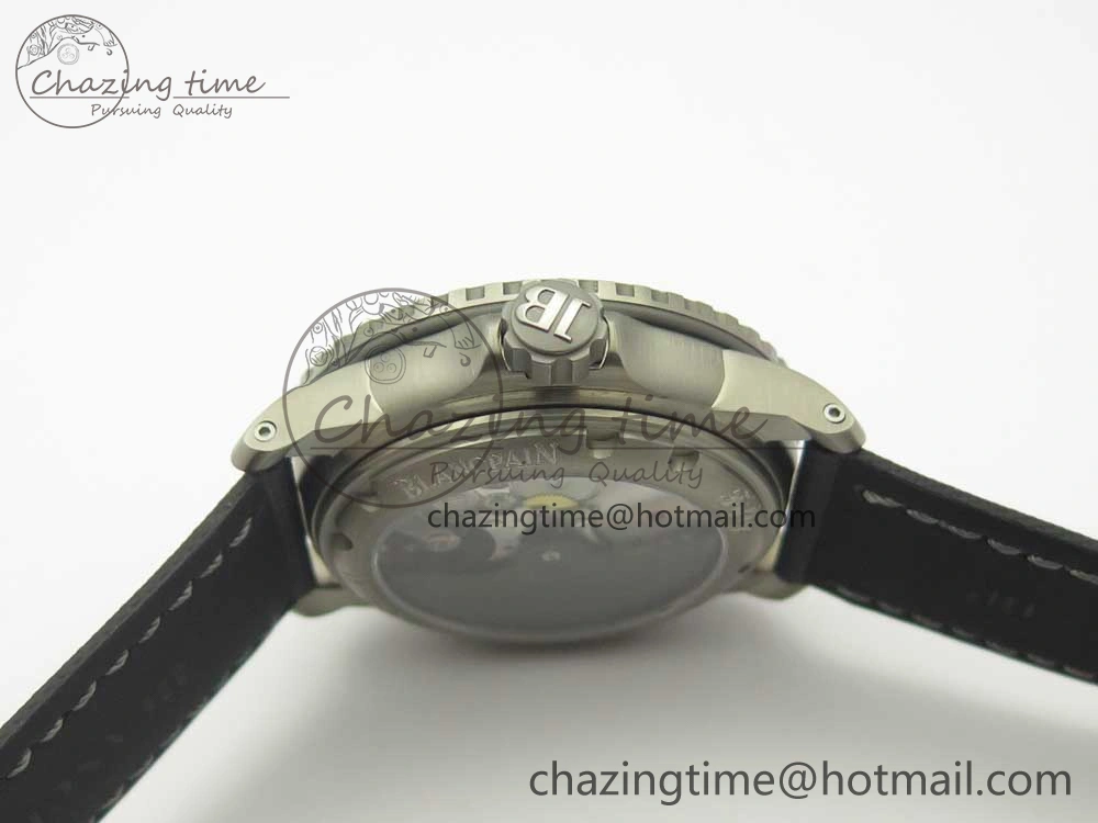 MultiPurpose Fifty Fathoms Titanium Big Date Black HGF Best Edition Black Dial on Sail-canvas Strap A6918B (Free Tool And Nylon Strap) 5285
