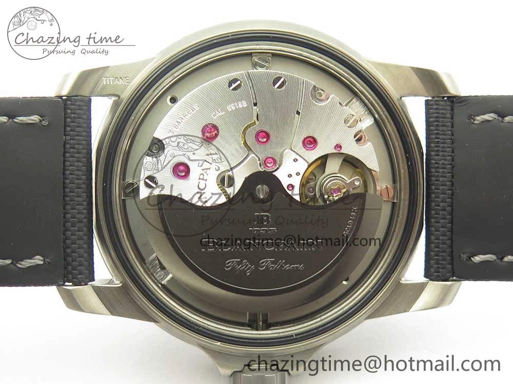 MultiPurpose Fifty Fathoms Titanium Big Date Black HGF Best Edition Black Dial on Sail-canvas Strap A6918B (Free Tool And Nylon Strap) 5285